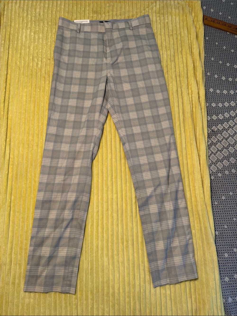 H&M Blue and Gray Plaid Women's Dress Pants